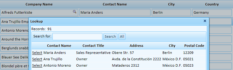 This example also has a Quick Search field.